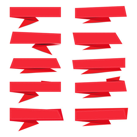 Red paper banner with shadowのイラスト素材