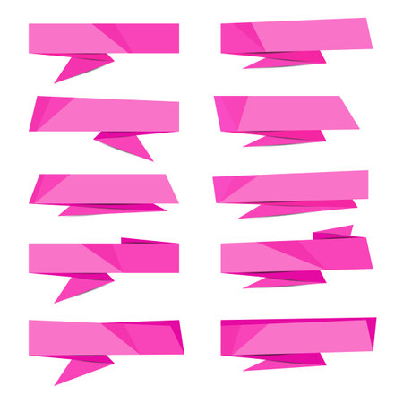 Pink paper banner with shadowのイラスト素材