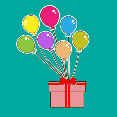 Colorful paper balloons with gift boxのイラスト素材