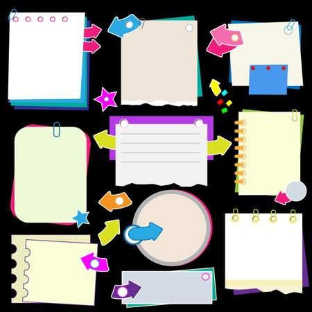 Set of note paper with arrowsのイラスト素材