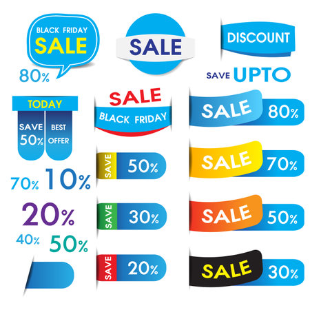 Set of blue discount labelsのイラスト素材