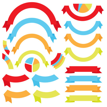 Set of curved ribbon bannersのイラスト素材