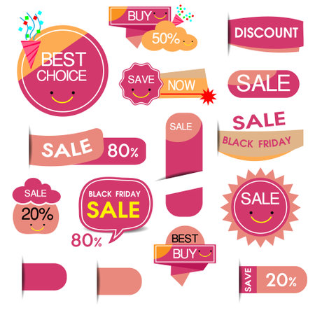 set of sale banner labelsのイラスト素材