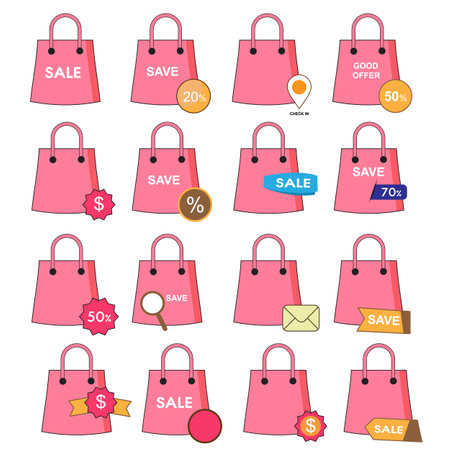 Set of shopping bag iconsのイラスト素材