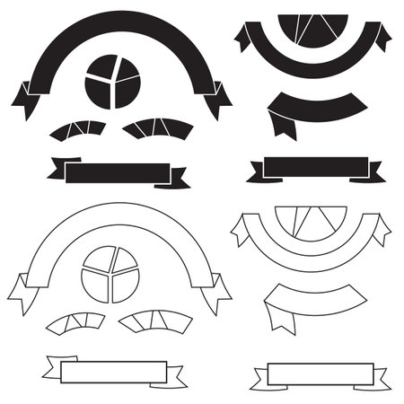curved ribbon flag icon setのイラスト素材