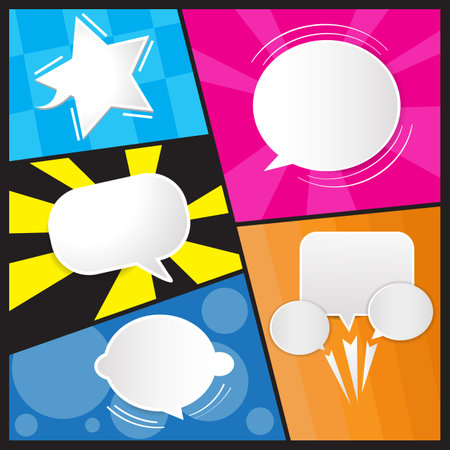 Set of cartoon white paper speech bubblesのイラスト素材