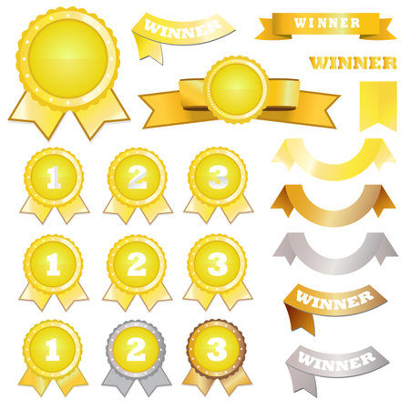 Set of award flat badge iconsのイラスト素材