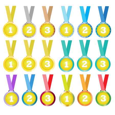 Set of hanging gold medal awardsのイラスト素材