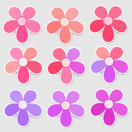 Set of sweet colorful paper flowersの写真素材