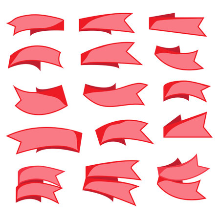 set of red ribbon label banner templatesのイラスト素材