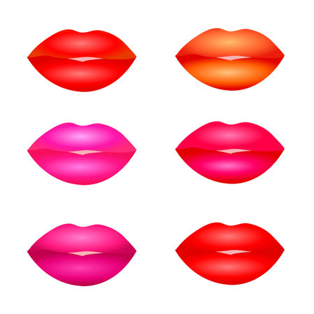 Set of colorful lips on white backgroundのイラスト素材
