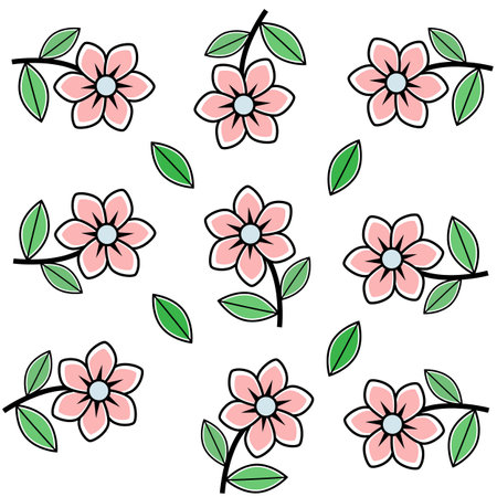 cute pink floral backgroundのイラスト素材