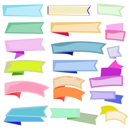Set of bright multicolored ribbon flagsのイラスト素材