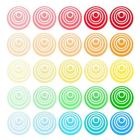 Set of circles with intersecting white circle linesのイラスト素材