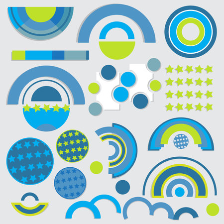 Set of colored paper icon bannersのイラスト素材