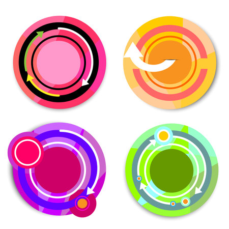 Set of bright colored circle bannersのイラスト素材