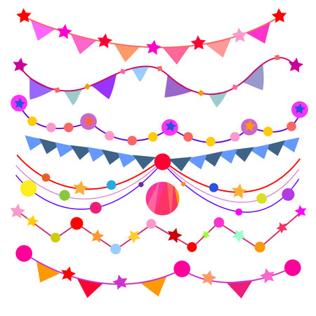 Set of party decoration banners in various colorsのイラスト素材