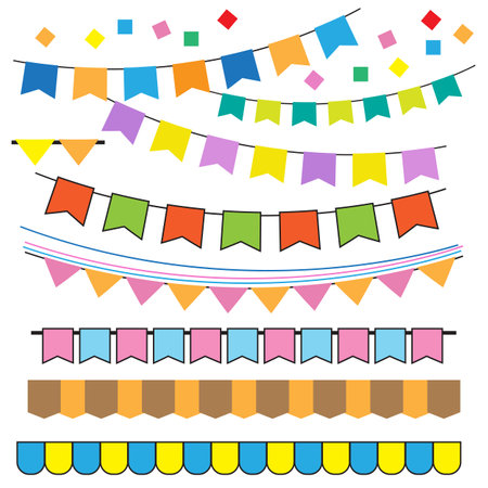 Carnival Garland with Decorated Flagsのイラスト素材