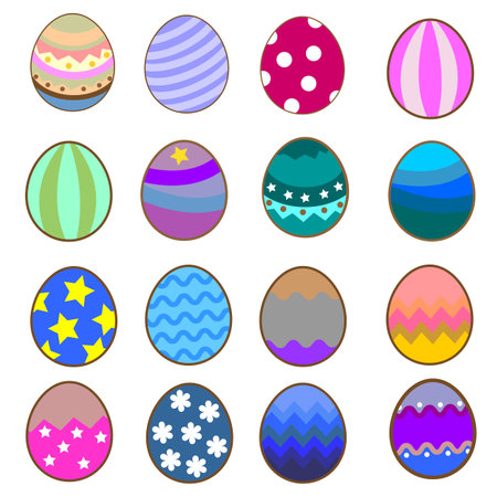 Set of cute Easter eggs iconsのイラスト素材