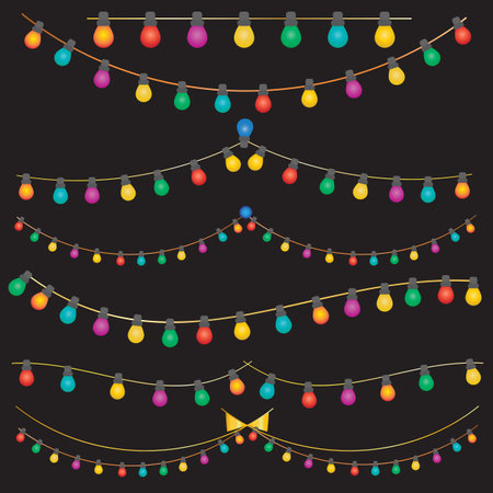 Set of decorative lights for parties and gatheringsのイラスト素材