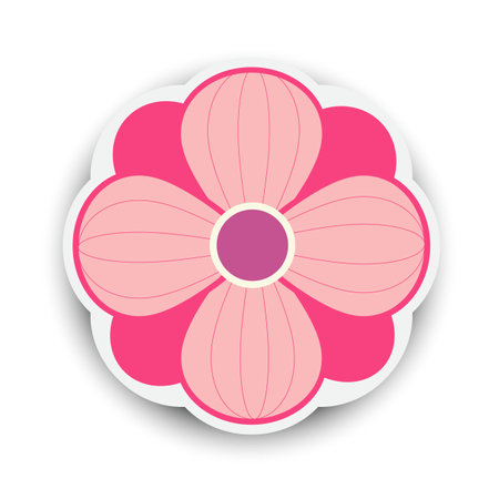 Pink paper flower with shadowのイラスト素材