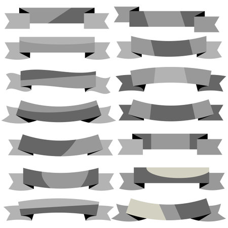 Set of gray label ribbonsのイラスト素材