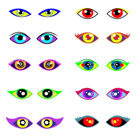 Set of colorful cartoon eyesのイラスト素材