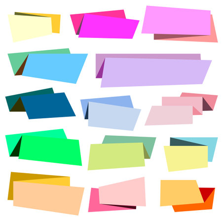 Set of colorful origami bannersのイラスト素材