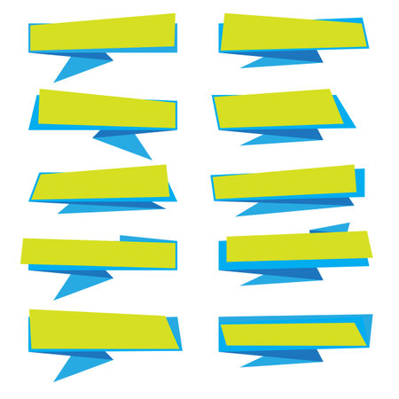 Set of folded paper bannersのイラスト素材