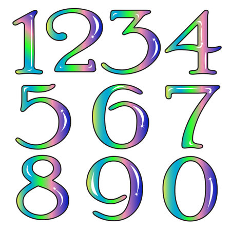 Set of colorful numbers zero to nineのイラスト素材