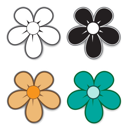 set of unique flower iconsの写真素材