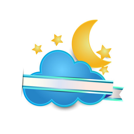 Paper clouds with moon and starsのイラスト素材