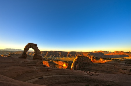 Delicate Arch at Sunrise in Arches National Park, Utah, USA. Aprilの写真素材