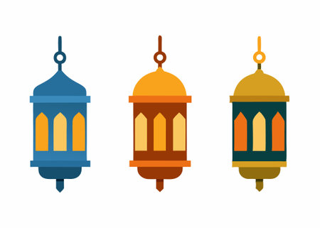 Collection of Islamic lantern on white backgroundのイラスト素材