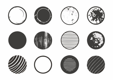 Collection of Grunge textured circles on white backgroundのイラスト素材