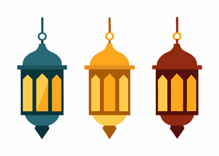 Collection of Islamic lantern on white backgroundのイラスト素材