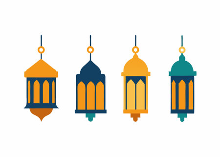 Collection of Islamic lantern on white backgroundのイラスト素材
