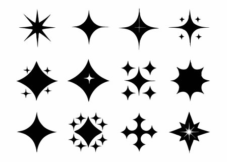 Collection of sparkles on white backgroundのイラスト素材