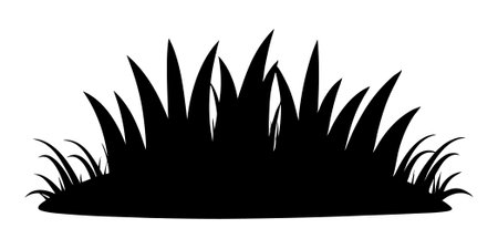 Grass silhouette lawn bush of grass in sketch doodle style on white backgroundのイラスト素材