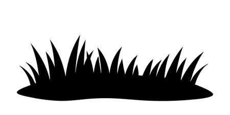 Grass silhouette lawn bush of grass in sketch doodle style on white backgroundのイラスト素材