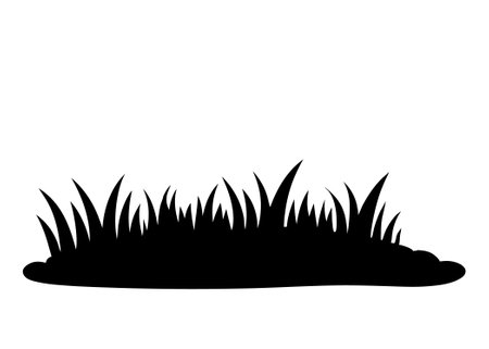 Grass silhouette lawn bush of grass in sketch doodle style on white backgroundのイラスト素材