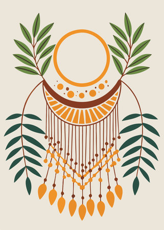 Boho canvas art on white backgroundのイラスト素材