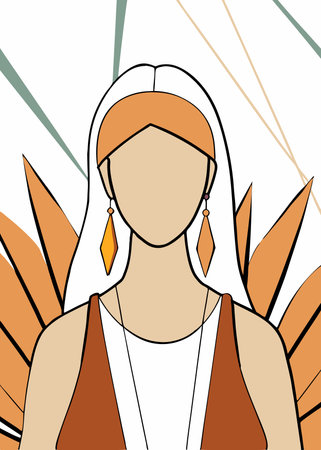 Boho canvas art on white backgroundのイラスト素材