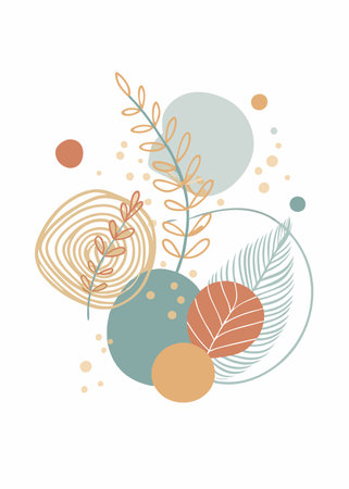 Minimalist Abstract autumn posters on white backgroundのイラスト素材