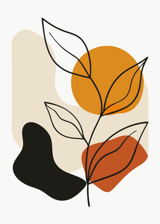 Minimalist Abstract autumn posters on white backgroundのイラスト素材
