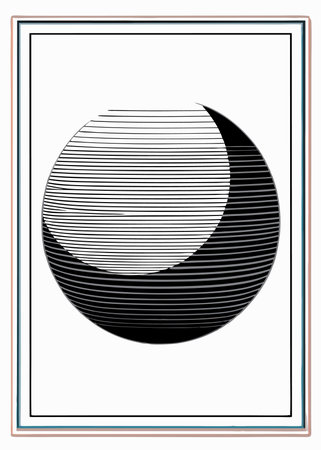Minimalist art with moon and rainbow linesのイラスト素材