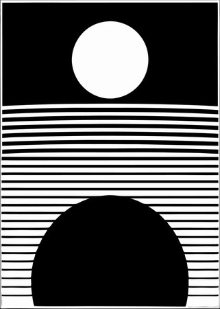 Minimalist art with moon and rainbow linesのイラスト素材