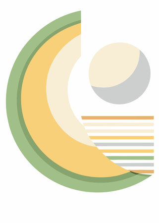Minimalist art with moon and rainbow linesのイラスト素材