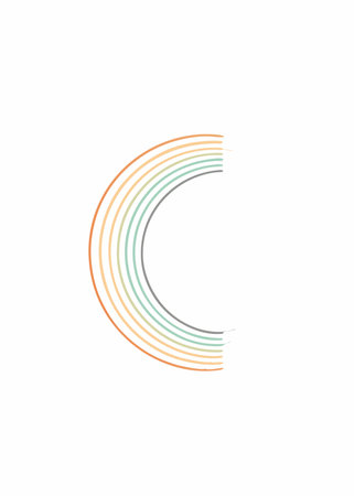 Minimalist art with moon and rainbow linesのイラスト素材