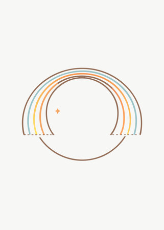 Minimalist art with moon and rainbow linesのイラスト素材